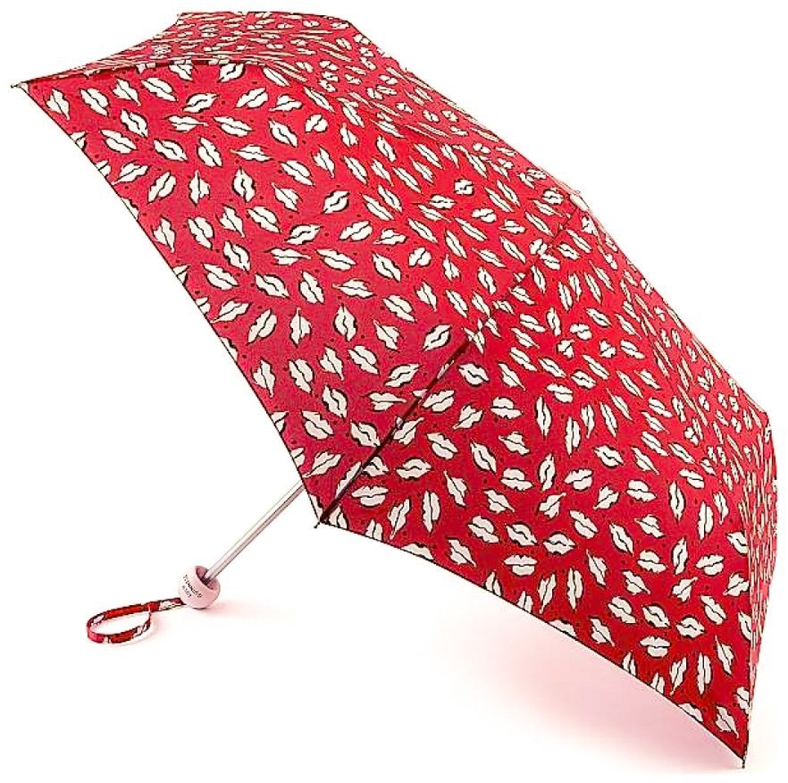 Женский зонт Lulu Guinness by Fulton Minilite-2 L869 Beauty Spot (складной, механика, красный с принтом губ) 93972 modnotak фото №1