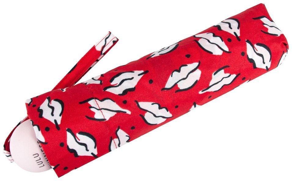 Женский зонт Lulu Guinness by Fulton Minilite-2 L869 Beauty Spot (складной, механика, красный с принтом губ) 93972 modnotak фото №4