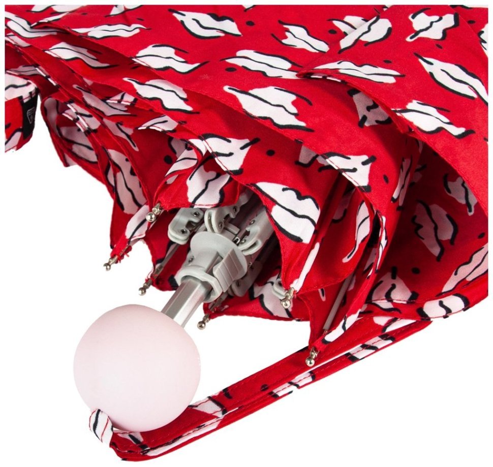 Женский зонт Lulu Guinness by Fulton Minilite-2 L869 Beauty Spot (складной, механика, красный с принтом губ) 93972 modnotak фото №5