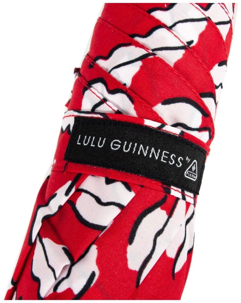 Женский зонт Lulu Guinness by Fulton Minilite-2 L869 Beauty Spot (складной, механика, красный с принтом губ) 93972 modnotak фото №8