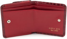 Маленький жіночий шкіряний гаманець червоного кольору під крокодила KARYA (19991) - 2