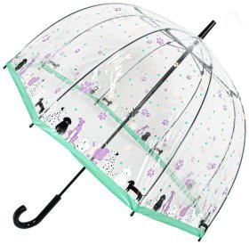 Женский зонт-трость Fulton Birdcage-2 Dog &amp; Bone (механика, прозрачный с принтом собачек) 94072