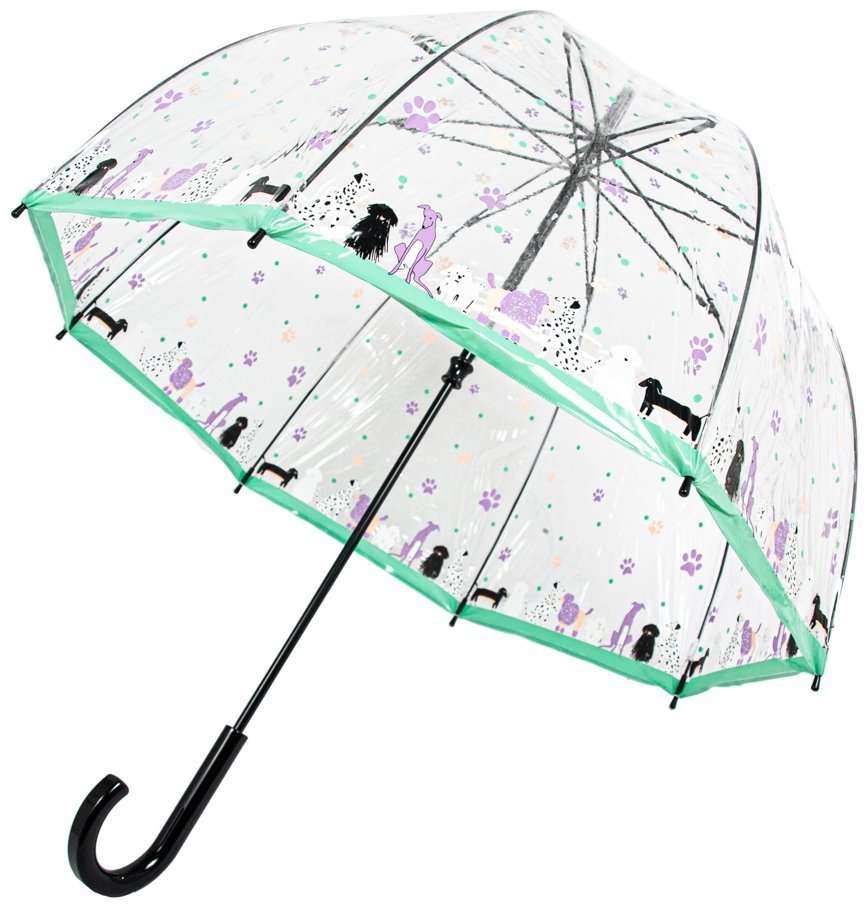 Женский зонт-трость Fulton Birdcage-2 Dog & Bone (механика, прозрачный с принтом собачек) 94072 modnotak фото №6