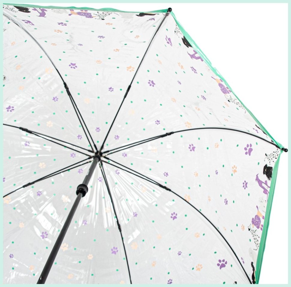 Женский зонт-трость Fulton Birdcage-2 Dog & Bone (механика, прозрачный с принтом собачек) 94072 modnotak фото №9