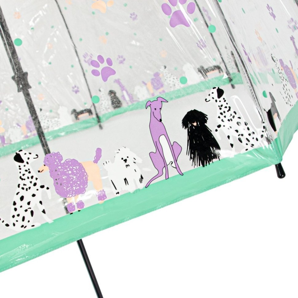 Женский зонт-трость Fulton Birdcage-2 Dog & Bone (механика, прозрачный с принтом собачек) 94072 modnotak фото №12