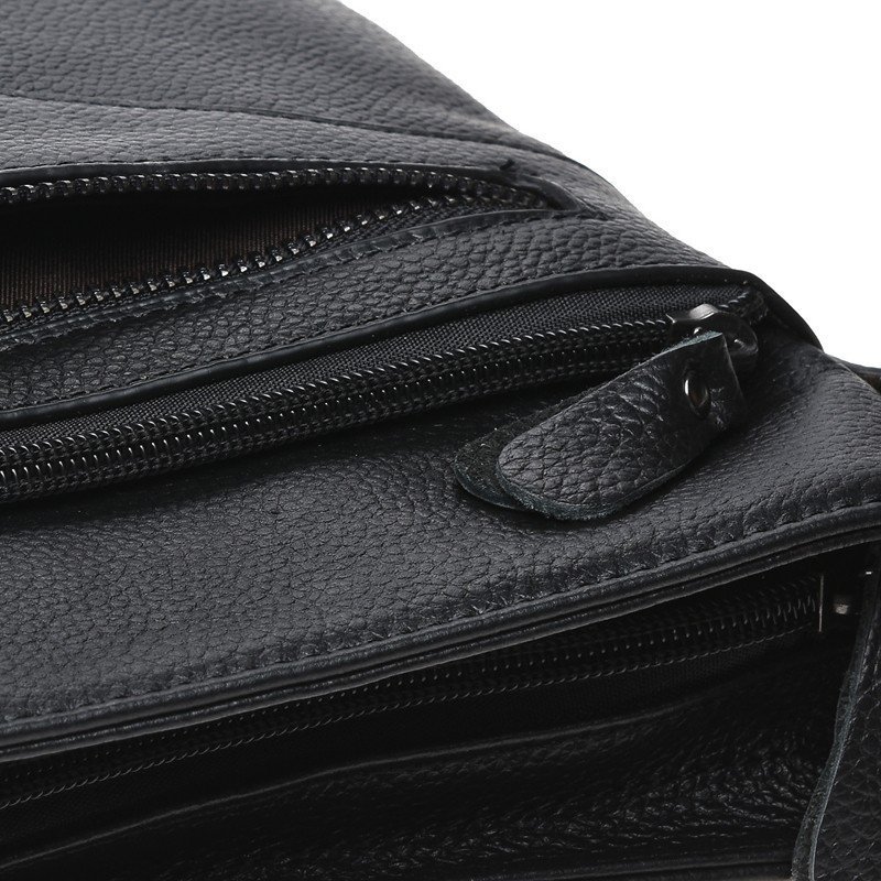 Мужская черная кожаная сумка-планшет через плечо Borsa Leather (21923)