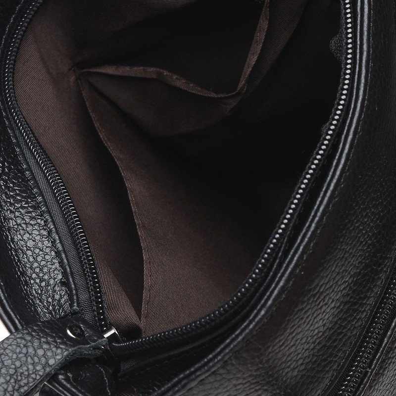 Мужская черная кожаная сумка-планшет через плечо Borsa Leather (21923)