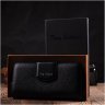 Большой кожаный женский кошелек черного цвета с блоком для карт и документов Tony Bellucci (2421955) - 9