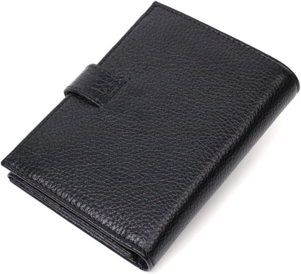 Средний мужской бумажник из натуральной зернистой кожи черного цвета BOND (2422055)