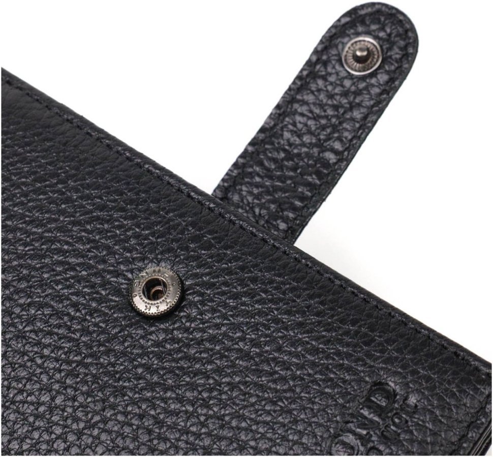 Середній чоловічий гаманець із натуральної зернистої шкіри чорного кольору BOND (2422055)