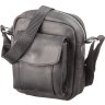 Черная мужская мини-сумка на плечо из винтажной кожи SHVIGEL (11076)  - 1