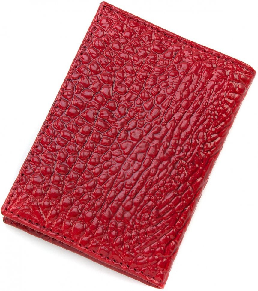 Червона обкладинка для автодокументів з натуральної шкіри під рептилію KARYA (096-018)