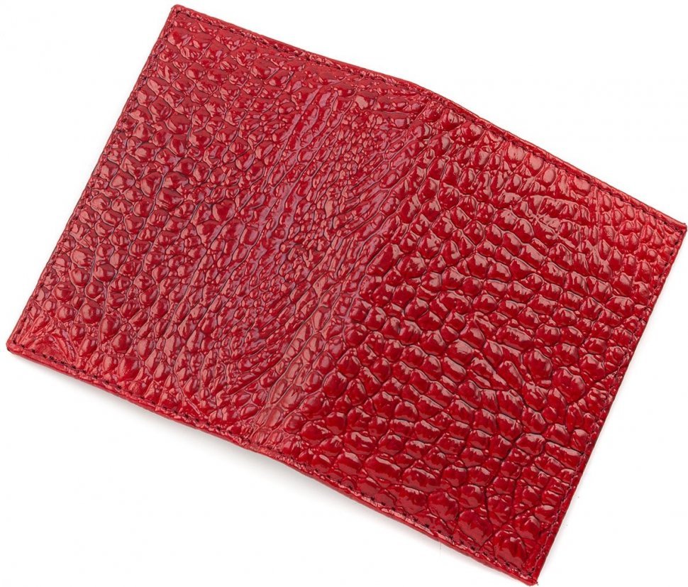 Красная обложка для автодокументов из натуральной кожи под рептилию KARYA (096-018)