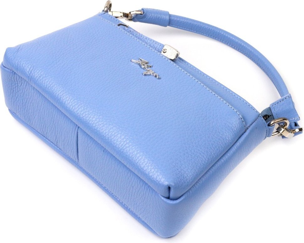 Блакитна компактна сумка жіноча з натуральної шкіри з однією ручкою KARYA (2420858)
