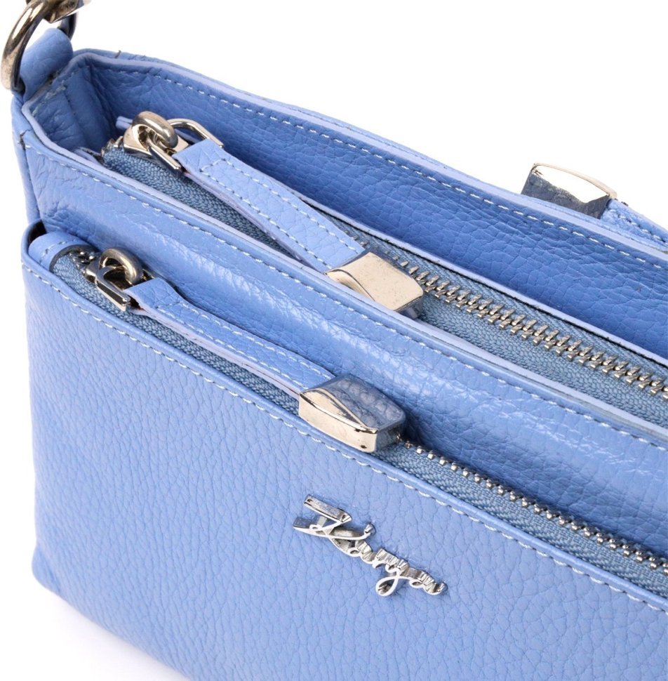 Голубая компактная женская сумка из натуральной кожи с одной ручкой KARYA (2420858)