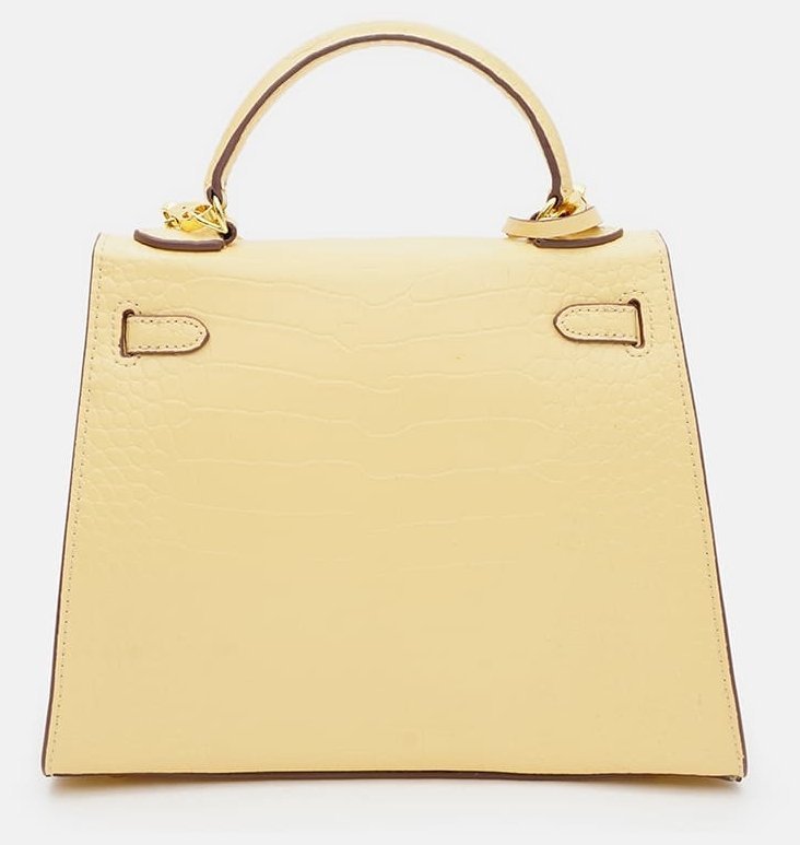 Яркая женская сумка из натуральной кожи желтого цвета с тиснением под рептилию Borsa Leather 94672 modnotak фото №3