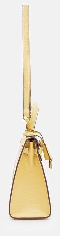 Яркая женская сумка из натуральной кожи желтого цвета с тиснением под рептилию Borsa Leather 94672 modnotak фото №4