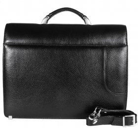 Просторный портфель черного цвета из натуральной кожи на защелке Desisan (319-011) - 2