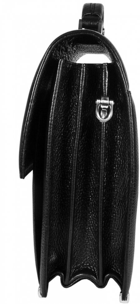 Просторный портфель черного цвета из натуральной кожи на защелке Desisan (319-011)