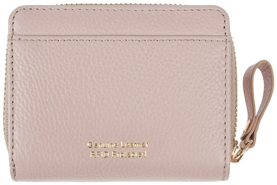 Женский кожаный кошелек из натуральной зернистой кожи на кнопке Ashwood Y50 бежевого цвета 95472 modnotak фото №2