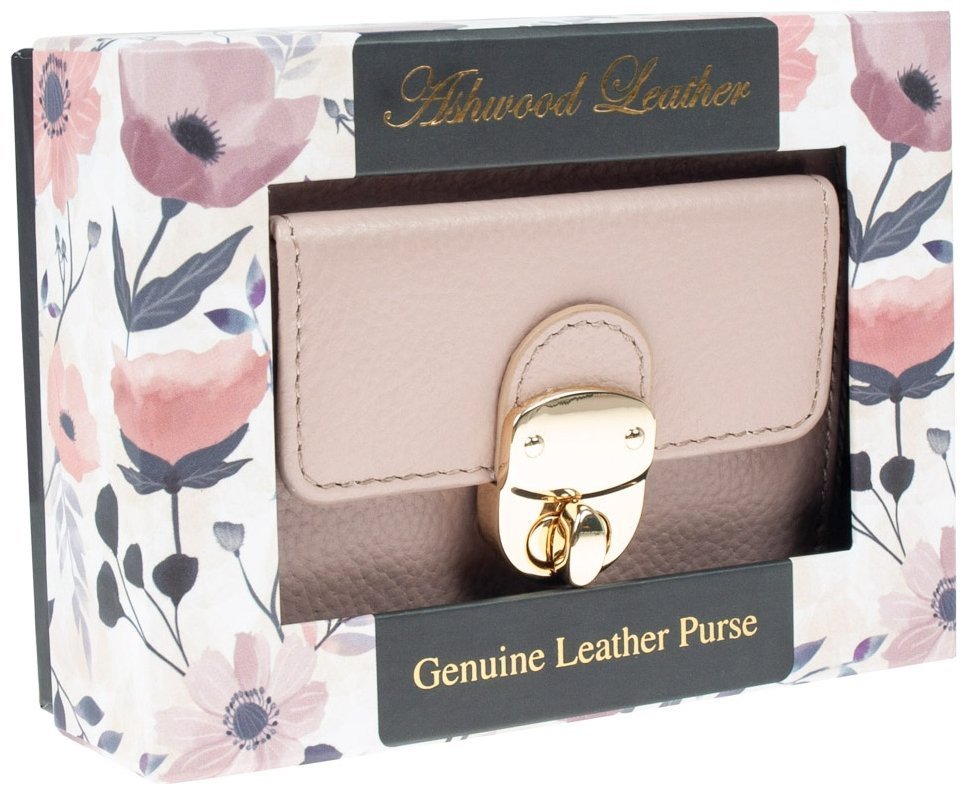 Женский кожаный кошелек из натуральной зернистой кожи на кнопке Ashwood Y50 бежевого цвета 95472 modnotak фото №7