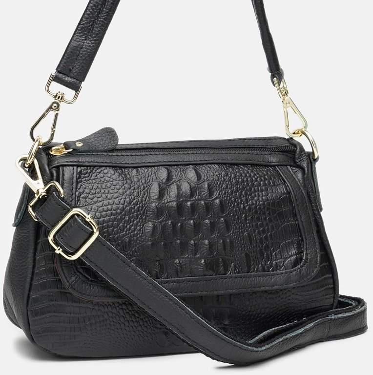 Невелика жіноча шкіряна сумка з текстурою під рептилію Borsa Leather (56772)