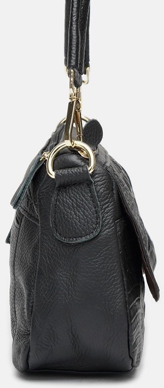 Небольшая женская кожаная сумка с текстурой под рептилию Borsa Leather (56772)