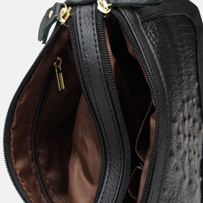 Небольшая женская кожаная сумка с текстурой под рептилию Borsa Leather (56772)