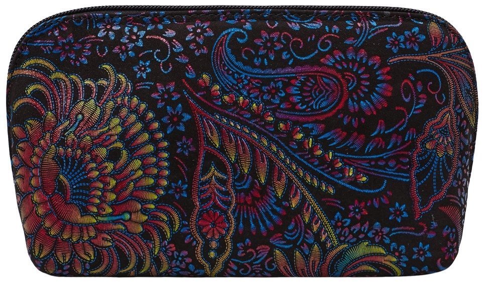 Красивая женская косметичка из кожи с цветочным узорами Desisan 106972 синяя modnotak фото №3