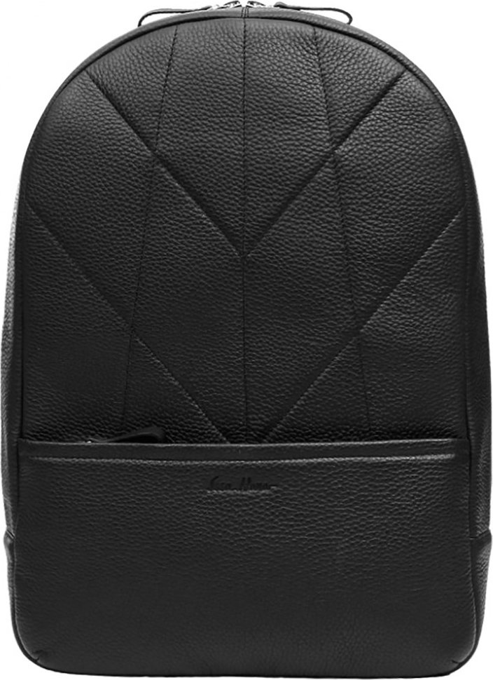 Практичний чорний рюкзак із фактурної шкіри на блискавковій застібці Issa Hara (21154)