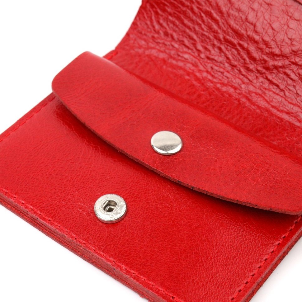 Женский маленький красный кошелек из натуральной кожи на кнопке Shvigel (2416607)