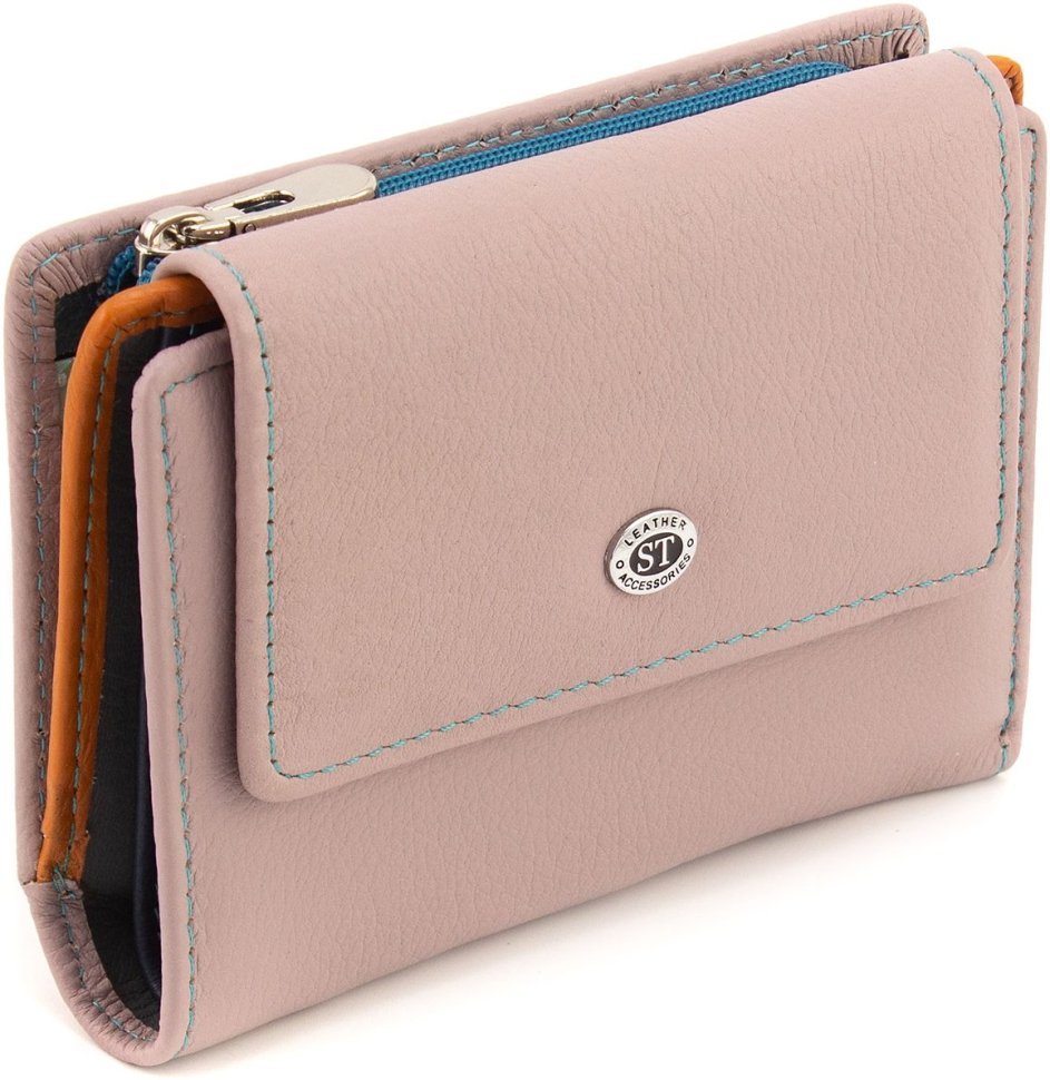 Розовый женский кошелек из натуральной кожи с монетницей ST Leather 1767272
