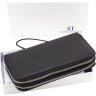 Чоловічий гаманець-клатч із натуральної шкіри чорного кольору на дві блискавки ST Leather 1767372 - 12