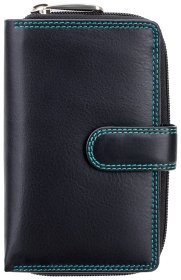 Жіночий шкіряний гаманець чорного кольору з подвійним рядком Visconti Ruby 77372