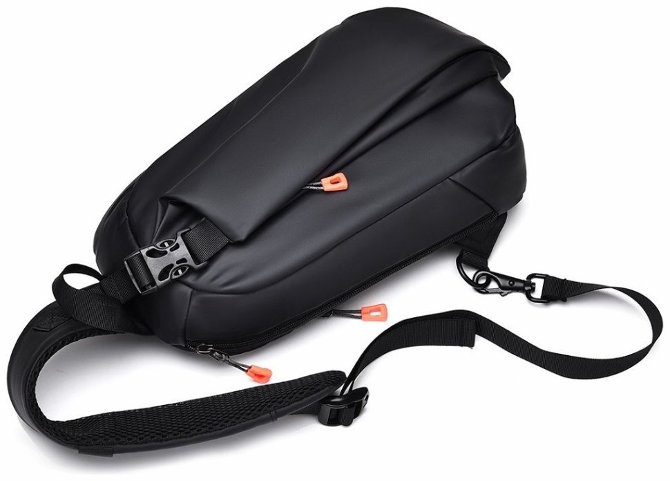 Повседневная текстильная мужская сумка-слинг черного цвета через плечо Confident 77472 modnotak фото №16