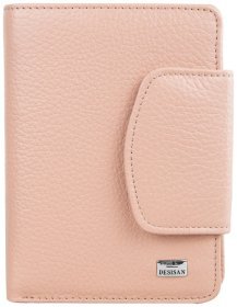 Пудровий жіночий гаманець зі шкіри флотар на кнопці Desisan 107672 з монетницею