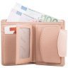 Пудровый женский кошелек из кожи флотар на кнопке Desisan 107672 с монетницей modnotak фото - 3