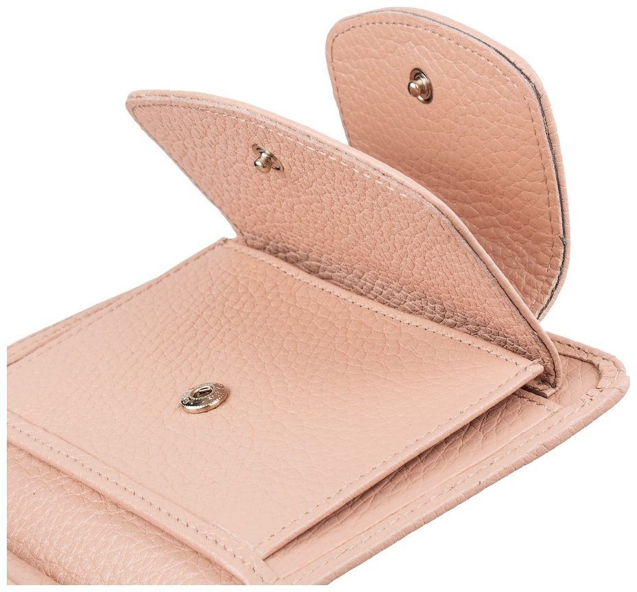 Пудровый женский кошелек из кожи флотар на кнопке Desisan 107672 с монетницей modnotak фото №5