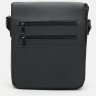 Мужская кожаная сумка-планшет черного цвета с навесным клапаном Keizer (22068) - 3