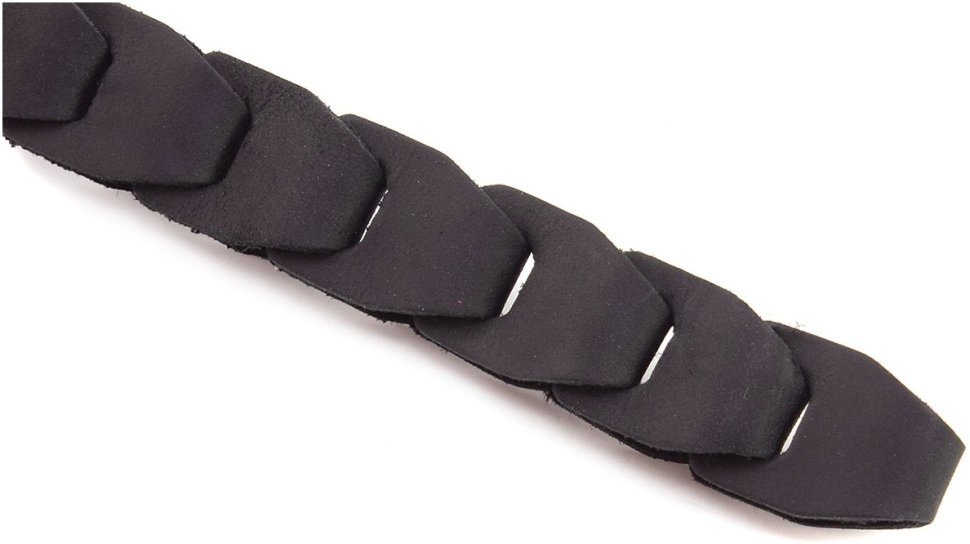 Тонкий женский бохо-ремень из винтажной кожи черного цвета Gherardini 20101