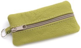 Большая кожаная ключница с двумя отделениями светло-зеленого цвета Leather Collection 97772