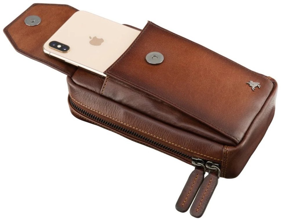 Повседневная сумка из натуральной гладкой кожи через плечо для смартфона Visconti AT45 Alex коричневого цвета 107972 фото №7 Повседневная сумка из натуральной гладкой кожи через плечо для смартфона Visconti AT45 Alex коричневого цвета 107972 modnotak фото №7