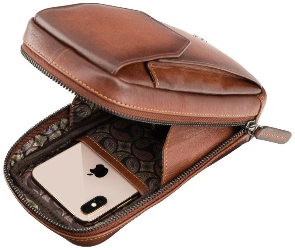 Повседневная сумка из натуральной гладкой кожи через плечо для смартфона Visconti AT45 Alex коричневого цвета 107972 фото №8 Повседневная сумка из натуральной гладкой кожи через плечо для смартфона Visconti AT45 Alex коричневого цвета 107972 modnotak фото №8