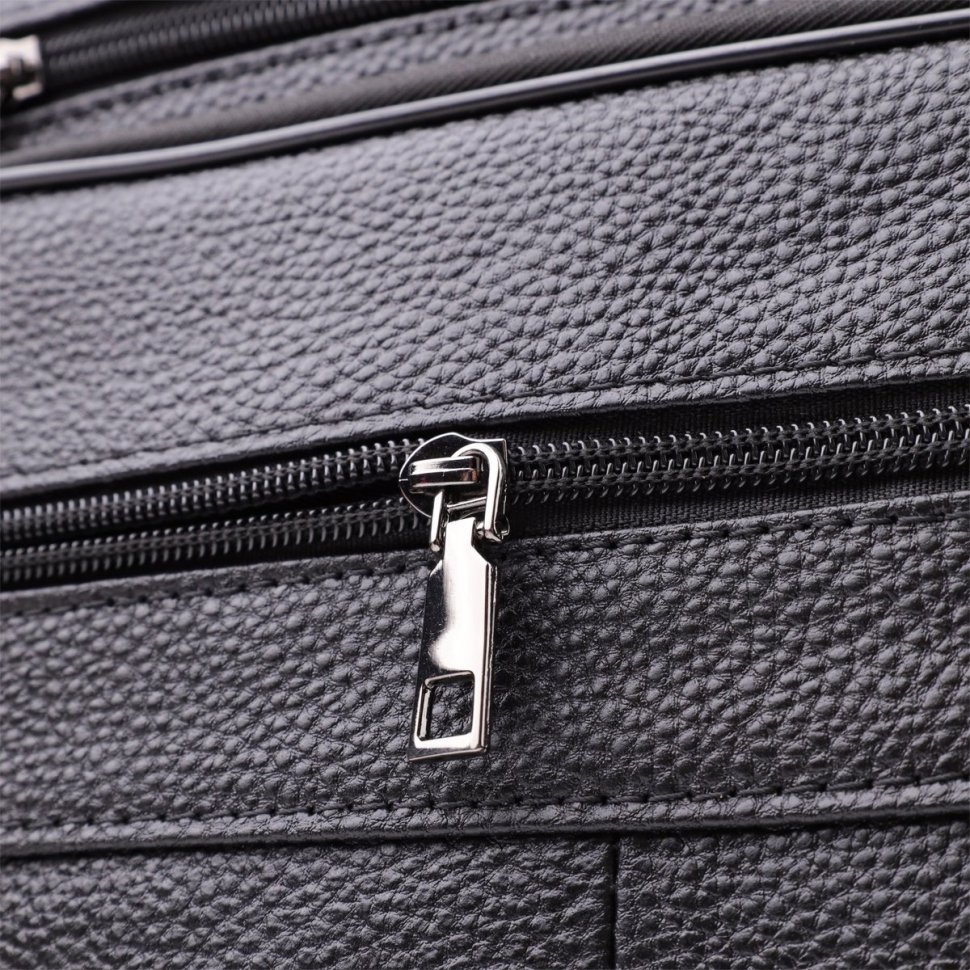 Вместительная деловая мужская сумка-барсетка из кожи черного цвета через плечо Vintage 98172 фото №6 Вместительная деловая мужская сумка-барсетка из кожи черного цвета через плечо Vintage 98172 modnotak фото №6