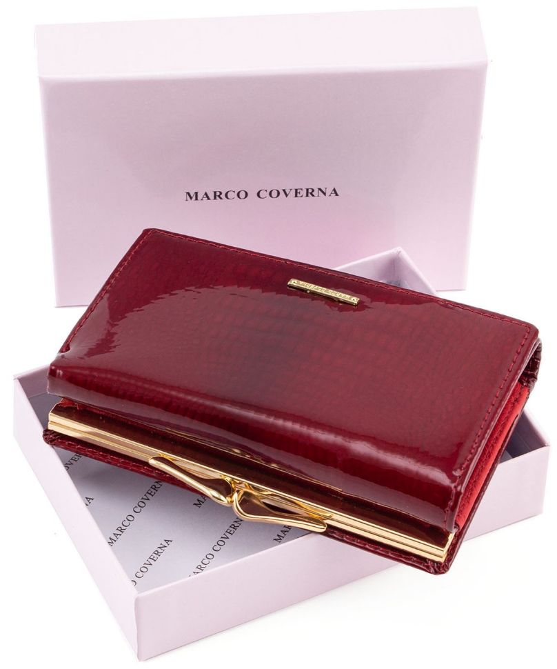 Червоний лаковий гаманець маленького розміру Marco Coverna (16631)
