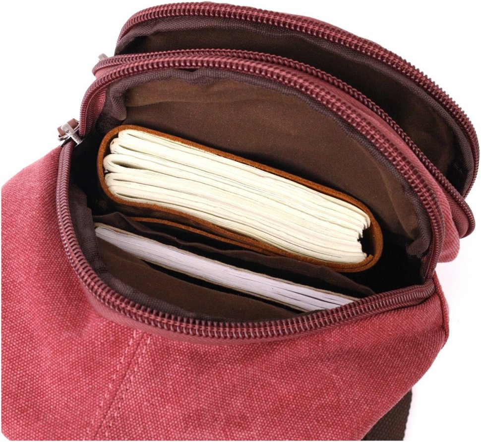 Бордовая сумка-рюкзак среднего размера из текстиля Vintagе 2422175