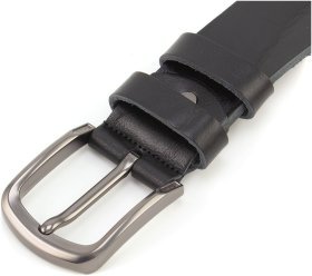 Універсальний чоловічий ремінь із натуральної жатої шкіри італійської виробництва Gherardini 40727-GH-black чорного кольору