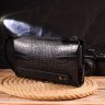 Черный мужской клатч из натуральной фактурной кожи с тиснением под крокодила CANPELLINI (2421562)  - 7