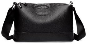 Женская сумка из фактурной кожи черного цвета через плечо Borsa Leather 108872