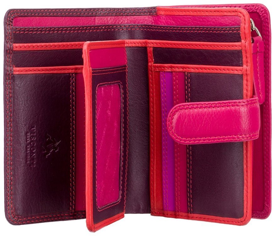 Стильный кожаный женский кошелек фиолетово-розового цвета Visconti Fiji 68872